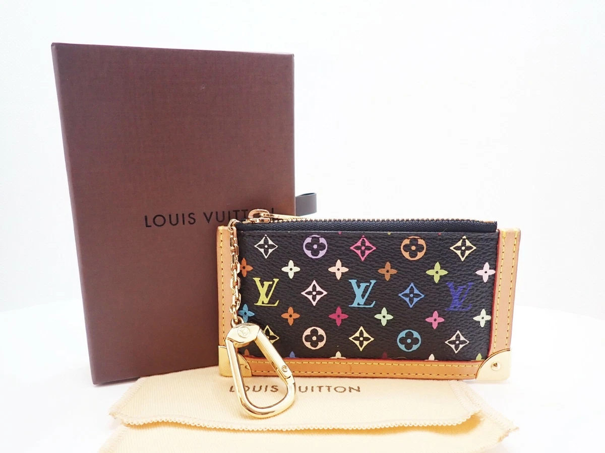 LOUIS VUITTON Monogram Multicolor Key Pouch Case Coin Purse Wallet M92654  Black