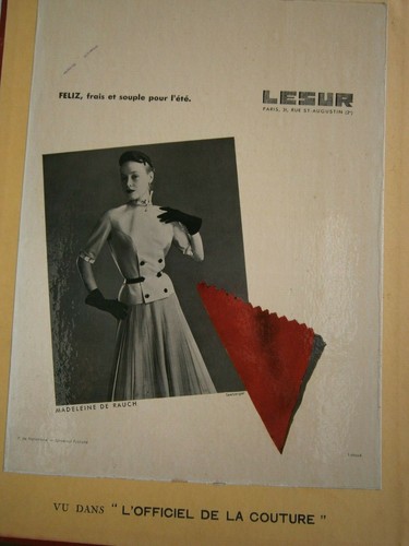 Vintage Advertising Cardboard Brochure Lesur Fabrics Women's Fashion 1950 Sewing - Picture 5 of 10