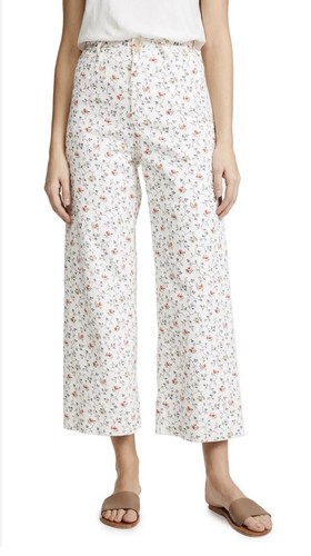 Rebecca Taylor Vine Wide Leg Pants, Cropped, High Waisted, White Floral, Sz. 27 - Picture 15 of 15