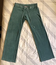 VTG Y2K Juicy Couture Velour Track Pants Teal Green Size Medium USA READ