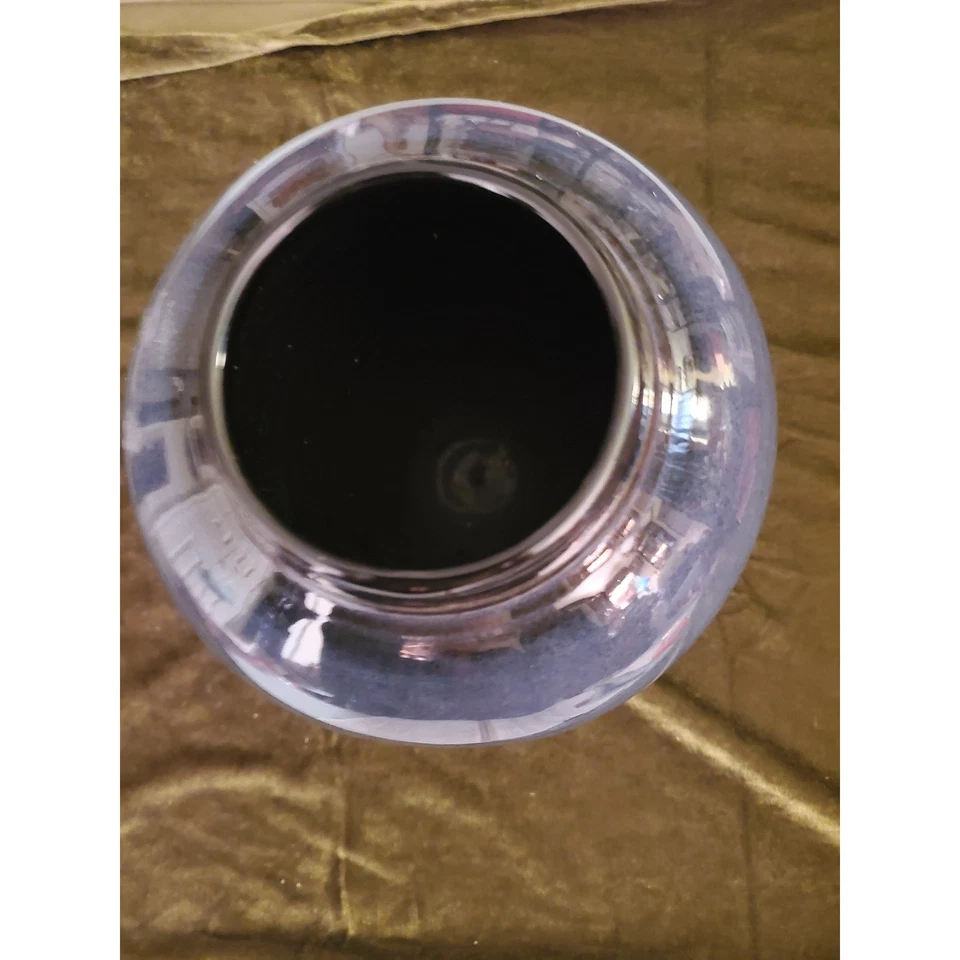 Jarrón de cerámica azul firmado arte cerámica decorativa ombre esmaltado moteado decoración del hogar Foto 2 de 4