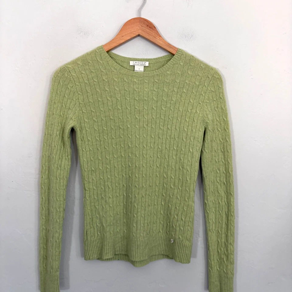 Tweeds Cashmere Sweater Women Size Small Light Green Long Sleeve Pullover Flaw - Image 2 of 4