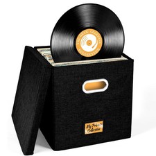 Vinyl Record Storage Box for up to 50 12-Inch Albums, Records Crate,