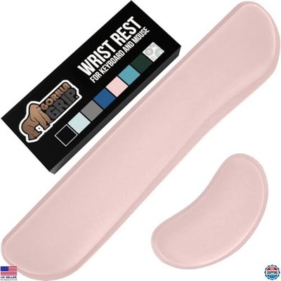 GORILLA GRIP Silky Gel Memory Foam Wrist Rest Set - Ergonomic Light Pink Pads