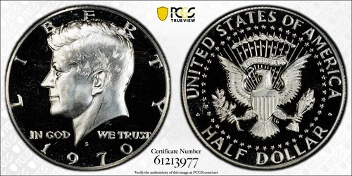 1970 S 50c Proof Kennedy Half Dollar PCGS Graded PR 68 DCAM in New Holder
