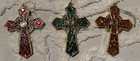 Vtg 1 Metal 10 Gold Resin, Plastic Christmas Multicolor Jeweled Cross Ornaments — photo 4