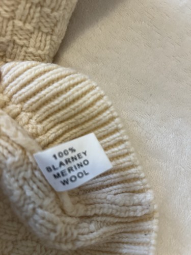 Blarney Woolen Mills Kids 5-6 Years Ivory Knit Pullover Wool Sweater Ireland - Picture 4 of 7