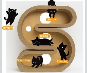 Cracher d'arbre de chat 3-in-1 Tunnel en forme de S & Arbre - Grand terrain de jeu intérieur