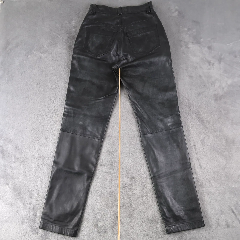 Pantalones de cuero Banana Republic vintage años 90 para mujer 2 (23,5 x 29,75) forrados negros Foto 2 de 4