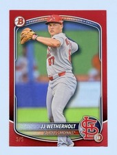 JJ Wetherholt 2025 Bowman Draft Prospect Paper Red #5/5 SSP Cardinals