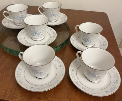 Noritake CAROLYN 2693 Cup & Saucer Set Contemporary Fine China Set of 6 EUC