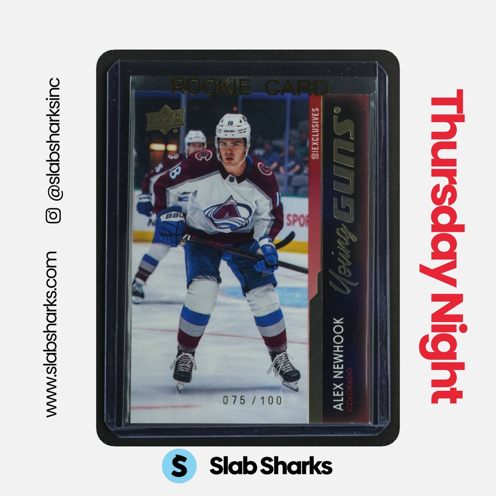 2021 UPPER DECK #461 ALEX NEWHOOK UD EXCLUSIVES YOUNG GUNS RC ROOKIE /100