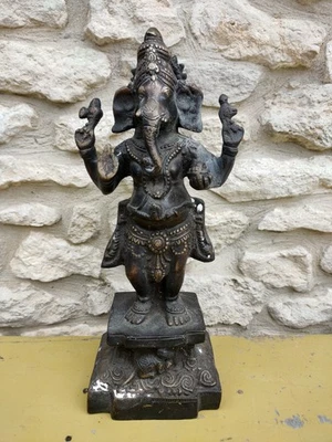 Ganesha Statue Bronze Large 32cm Tall Has Some Age Well Loved - Image 1 of 4