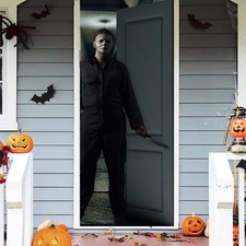 Halloween Door Cover Horror Movie Door Decoration Scary Door Banner Indoor Outdo