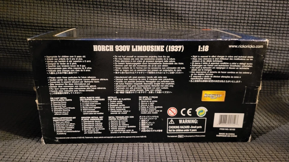 NEW 1937 RICKO HORCH 930V BLACK LIMOUSINE DIECAST CAR MODEL 1:18 SCALE - Image 3 of 4