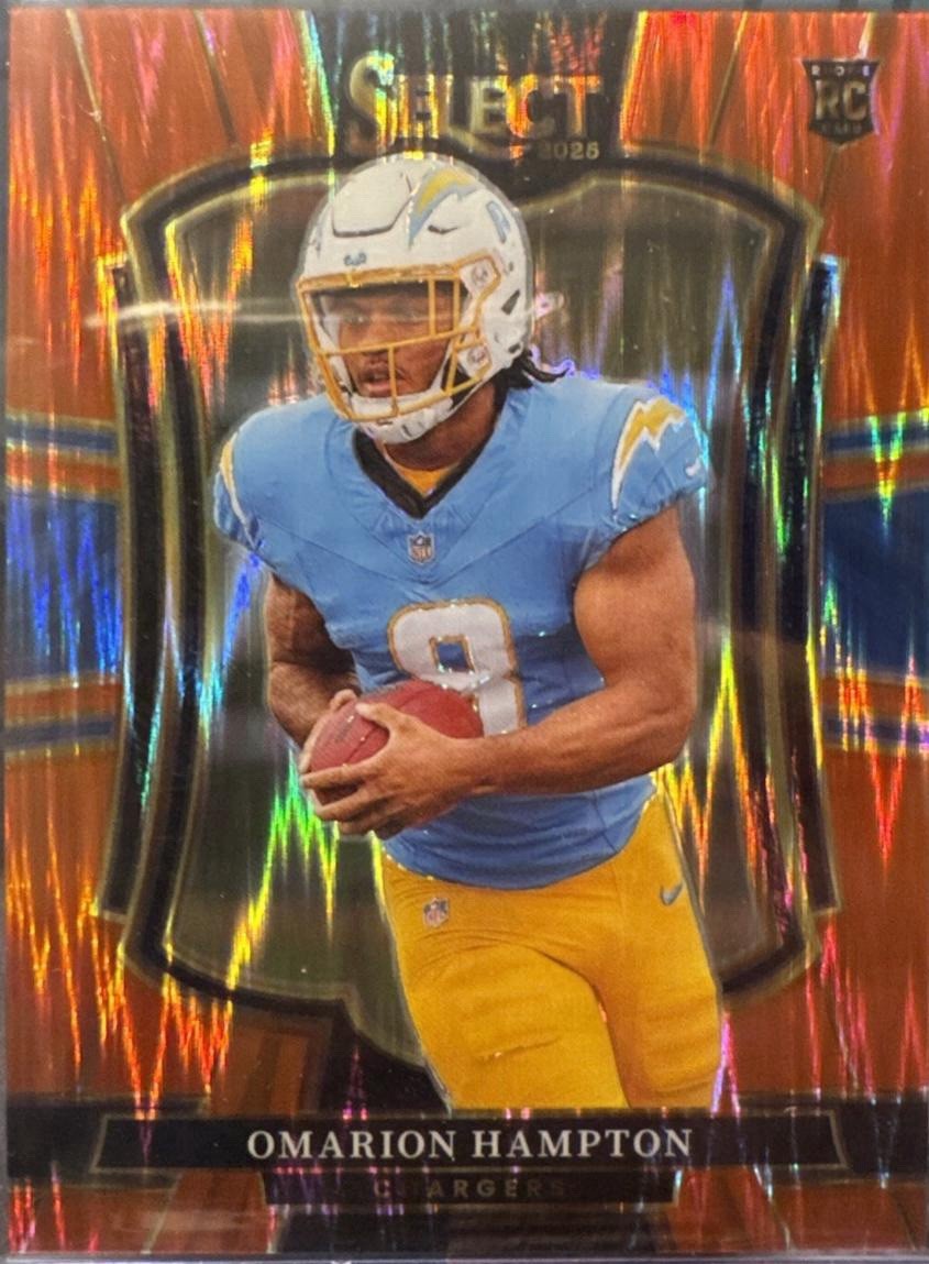 Omarion Hampton 2025 Panini Select Red Prizm Shock Rookie /249 #102