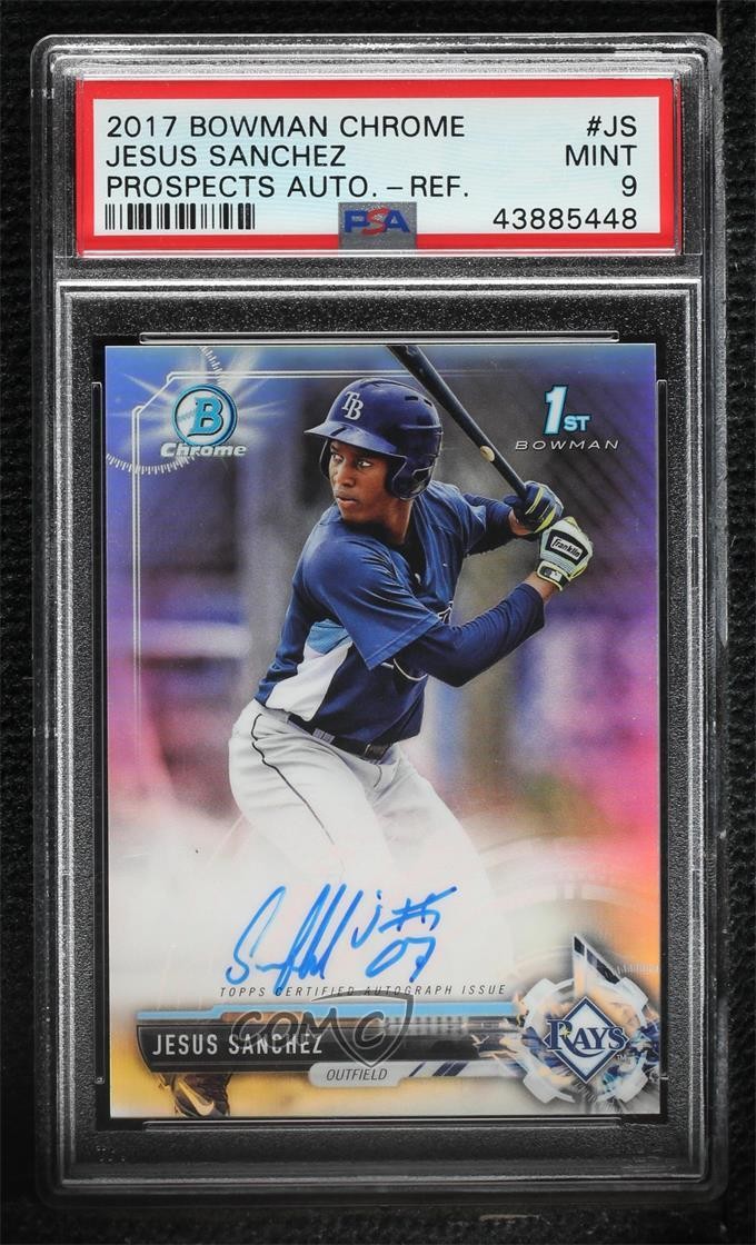 2017 Bowman Chrome Prospect Refractor 155/499 Jesus Sanchez PSA 9 MINT Auto 06z2