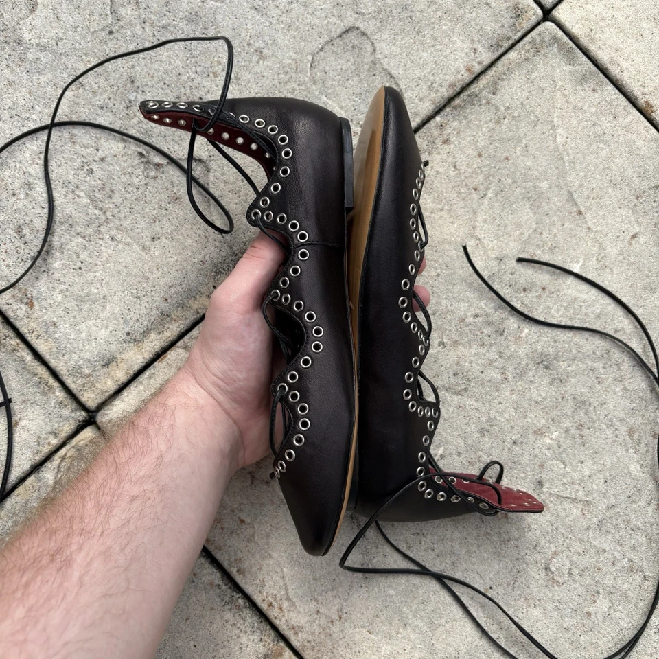 Zapatos planos de ballet con cordones Isabel Marant negros borgoña talla 36 EU Foto 4 de 4