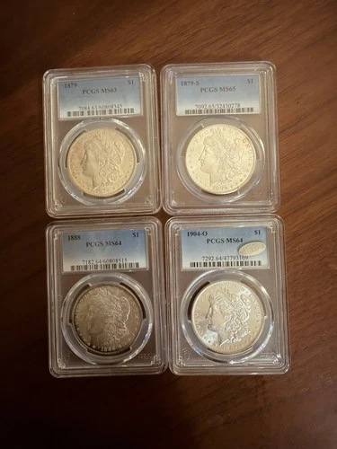 Set Of 4 Morgan Silver Dollars- 1879S MS-65 All PCGS. 1879, 1879-S, 1888, 1904-O