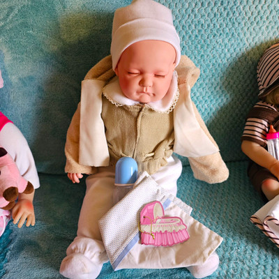 NPK Pinky Reborn Babypuppe Vinyl/Silikon mit Zubehör & Echtheitszertifikat