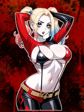 Adult Anime Waifu Harley Quinn 6" Vinyl Sticker