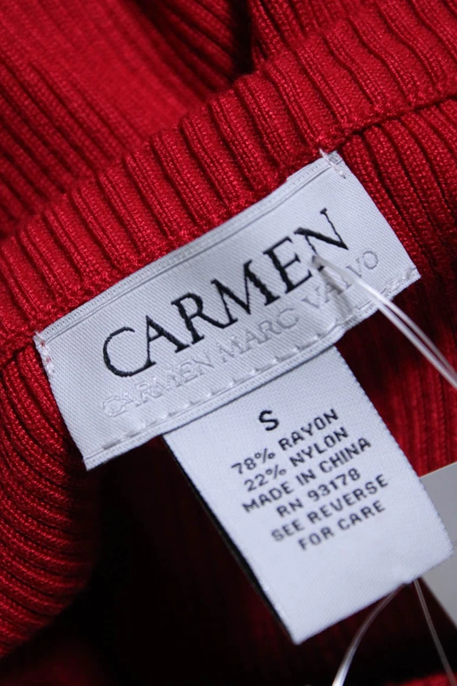 Camisa Carmen Carmen Marc Valvo Mujer Acanalada Cordones Detalle Hombro Roja Talla S Foto 4 de 4