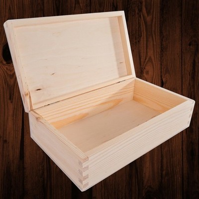 Rechteckige Aufbewahrungsbox aus Holz mit Deckel | 28x16x8 cm | schlichte Deko Kiefer