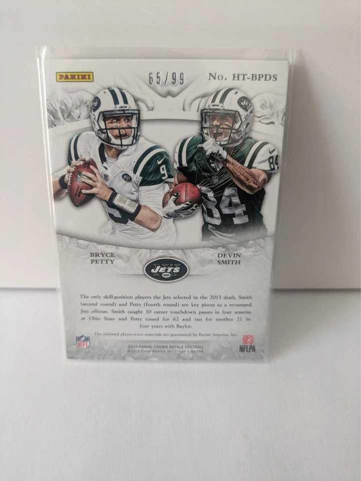2015 Panini Heirs to the Throne Duals Bryce Petty, Devin Smith #HT-BPDS /99  - Image 2 of 2