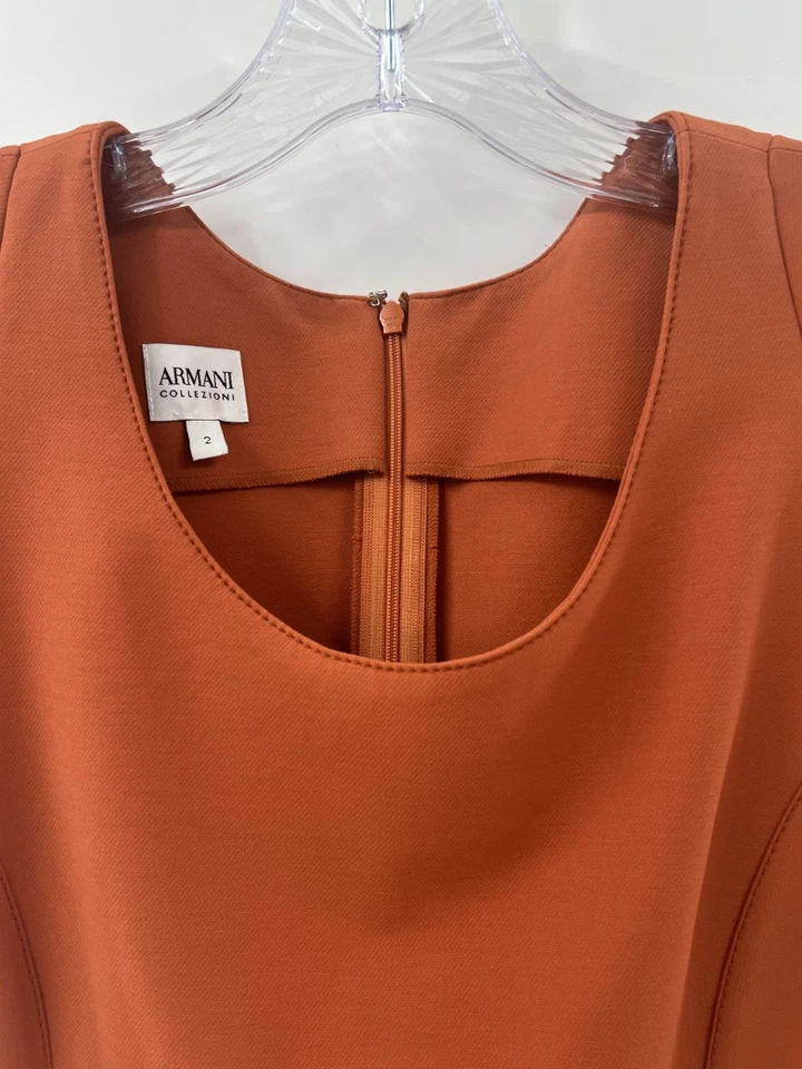 Vestido Armani Collezioni Mujer Naranja Quemado Bodycon Manga Corta Talla 2 Foto 3 de 4