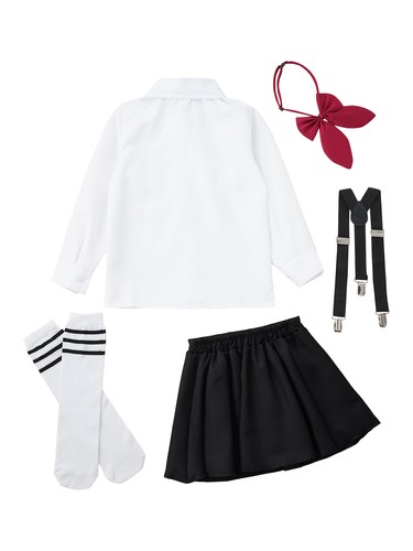 Japanische Schulmädchen Uniform Faltenrock Anime Cosplay Kostüm mit Socken Set - Bild 17 von 49