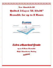 150 XL 23x36' Absorb-It-All Quilted 5-Layer  Puppy Piddle Training Pads Reusable