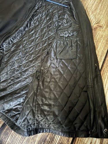 Perry Ellis Genuine Leather Jacket Black Quilted Men’s Large Motorcycle Jacket - Picture 4 of 10