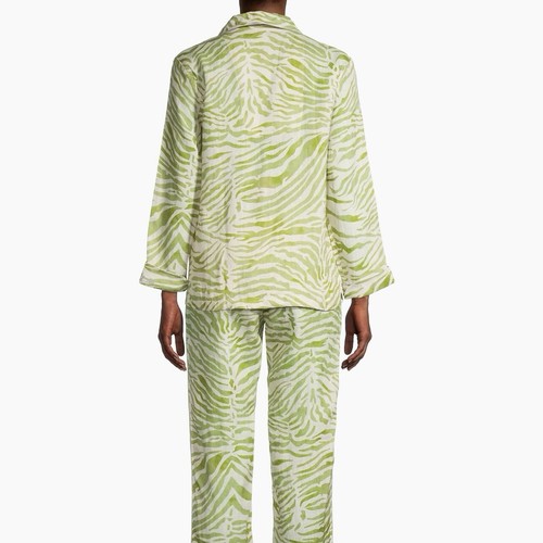 The Lazy Poet Emma Linen Zebra Green Two-Piece Pajama Dust Bag NWT Sz XL - Picture 24 of 24