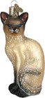 Siamese Cat-Tan Blown Glass Christmas Ornament by Old World Christmas