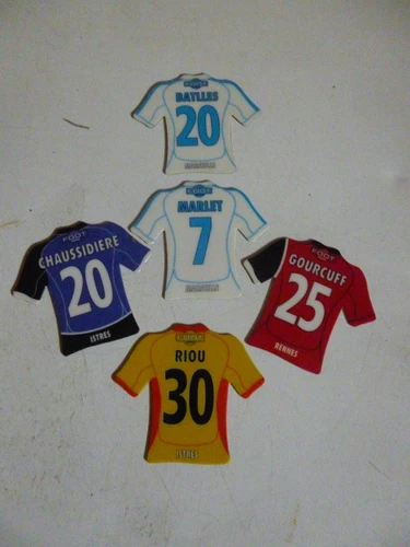 Lot of 5 Magnet Magnets - Football Jersey - Just Foot 2008 OM RENNES ISTRES