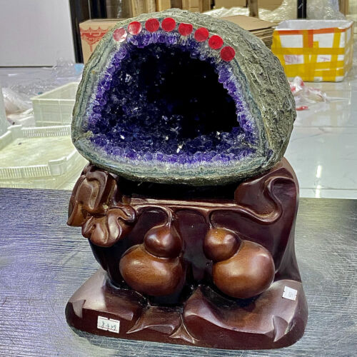 18.35LB TOP Natural Amethyst Crystal Money Bag Quartz Crystal Collector's Grade+ - 第 1/16 張圖片