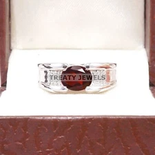 Garnet Oval Cut Gemstone With 925 Sterling Silver Ring For Men's #B121 *