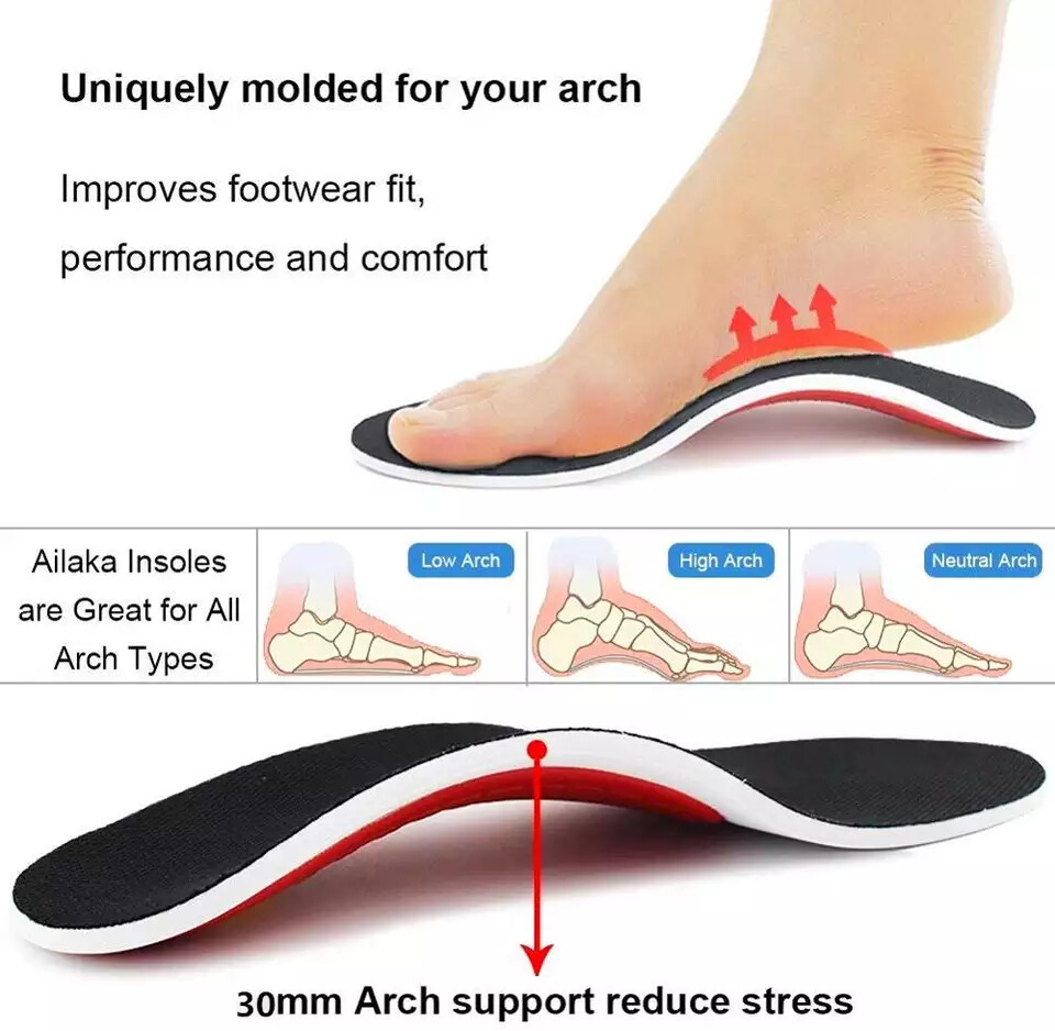 Orthotic Insole High Arch Foot Support Flat Feet Plantar Fasciitis inner soles eBay