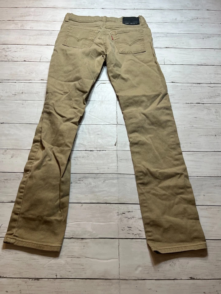 Levi's 510 Boys Khaki Beige Solid Pockets Logo Slim Denim Skinny Jeans Sz. 14Reg - Image 2 of 4