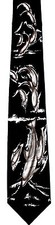 Diving Dolphins Men's Neck Tie Ocean Animal Sea Mammal Gift Black Necktie