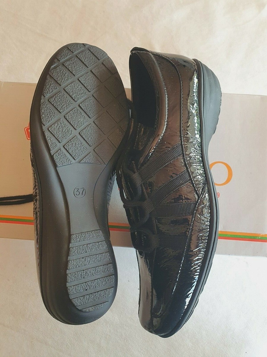 Chaussures Geo Reino En Cuir Verni Noir Taille 37 - Neuves Avec Emballage, Style époux
