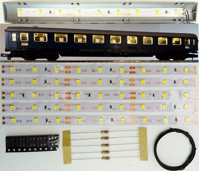 5 Stück 150mm LED Waggon Innenbeleuchtung Warmweiß Bausatz Analog/Digital C3209
