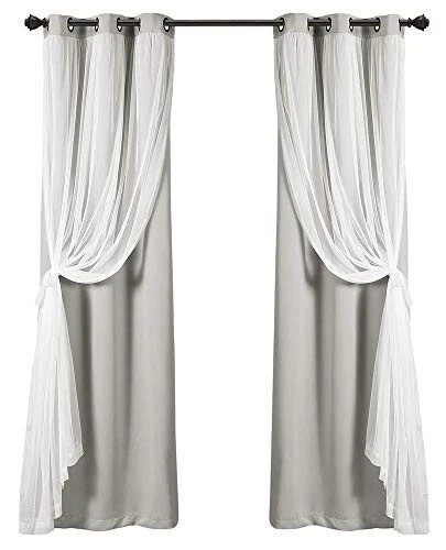 Set of 2 (95" x 38") Grommet Top Sheer Panels with Insulated Blackout Lining - Picture 1 of 3