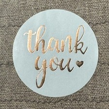 30 THANK YOU    Rose Gold Gift Stickers Envelope Seals 1.5  