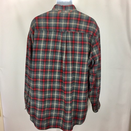 Woolrich Mens Flannel Shirt Long Sleeve Button Down Size XL Gray Red Plaid - Picture 4 of 5