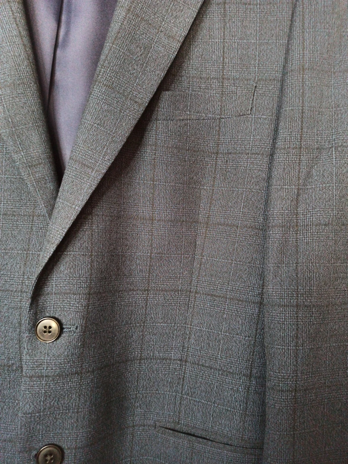 Moss Esq. Blazer Jacket Men's 42 Regular Fit Grey Plaid Long Two Button