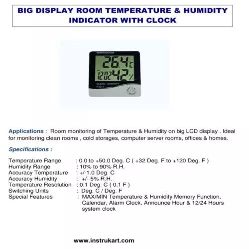 Thermometer Innen Digital LCD Hygrometer Temperatur Luftfeuchtigkeit Messgerät Wecker - Bild 8 von 13