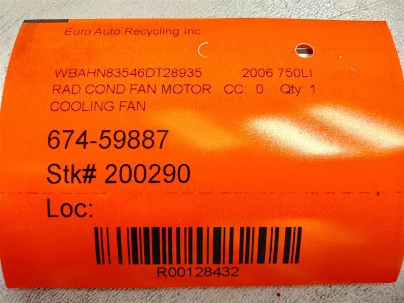 2003-2006 BMW 7-Series Radiator Fan Assembly W/Motor OEM 