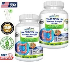 2 Pack Colon Detox 25X - 200 Caps Candida Cleanse Parasite Detox Weight Loss