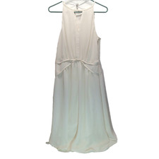 Banana Republic Sleeveless Halter Dress Women's 8 Ivory Sheer Layered Chiffon